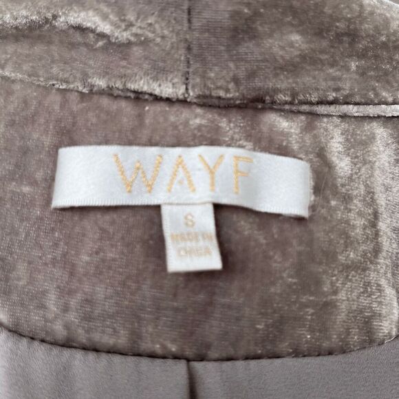WAYF Taupe Crushed Velvet Tie-Neck Cropped Blouse Jacket Small - Picture 6 of 10
